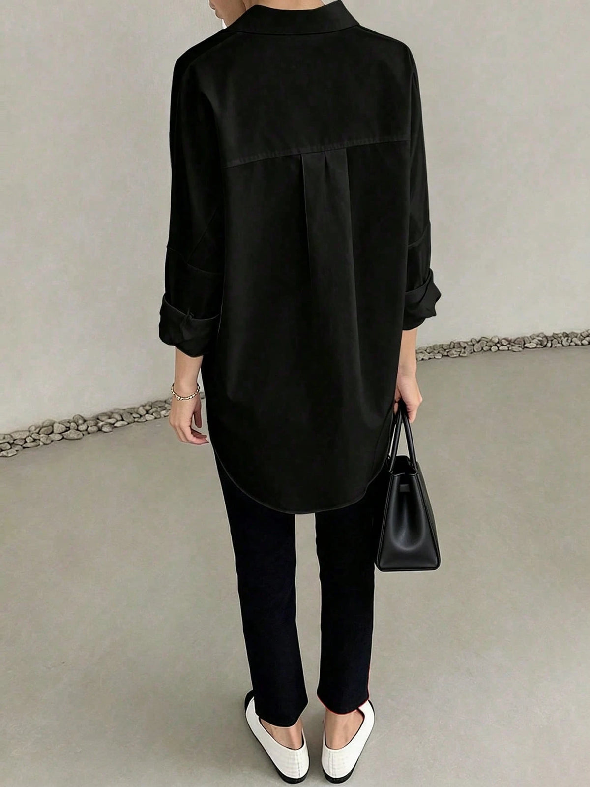 ELVA Black Blouse, Polka Dot Retro Luxurious Style, Long Sleeve Loose Fit, Suitable For Women's Office Wear, Including Work Tops, Autumn Womenswear, Back To School Season Outfits, Back To School Party