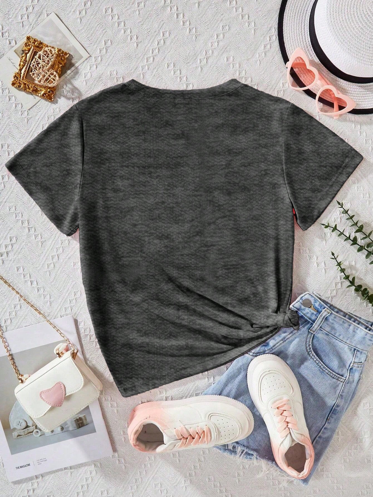 EMERY ROSE 1pc Plus Size Solid Color T-Shirt