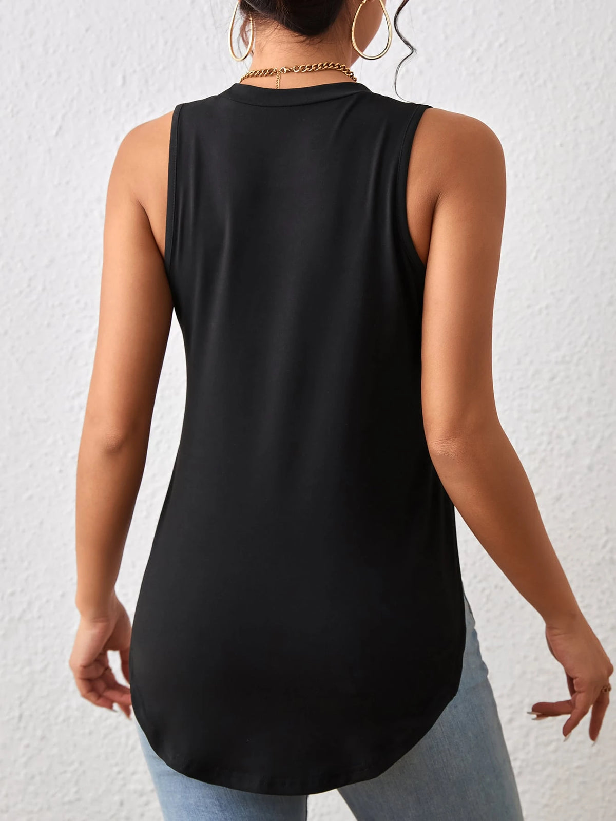 EMERY ROSE Summer New Style Retro Casual Slim White Curved Hem Women's Vestwomen's Country Clothing, Work Outfits For Women,Work Tops For Women, White Tops
