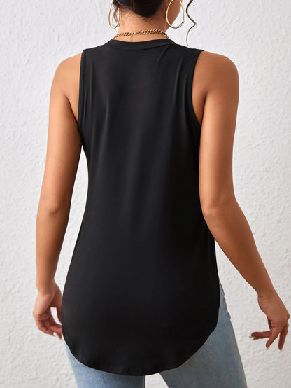 EMERY ROSE Summer New Style Retro Casual Slim White Curved Hem Women's Vestwomen's Country Clothing, Work Outfits For Women,Work Tops For Women, White Tops