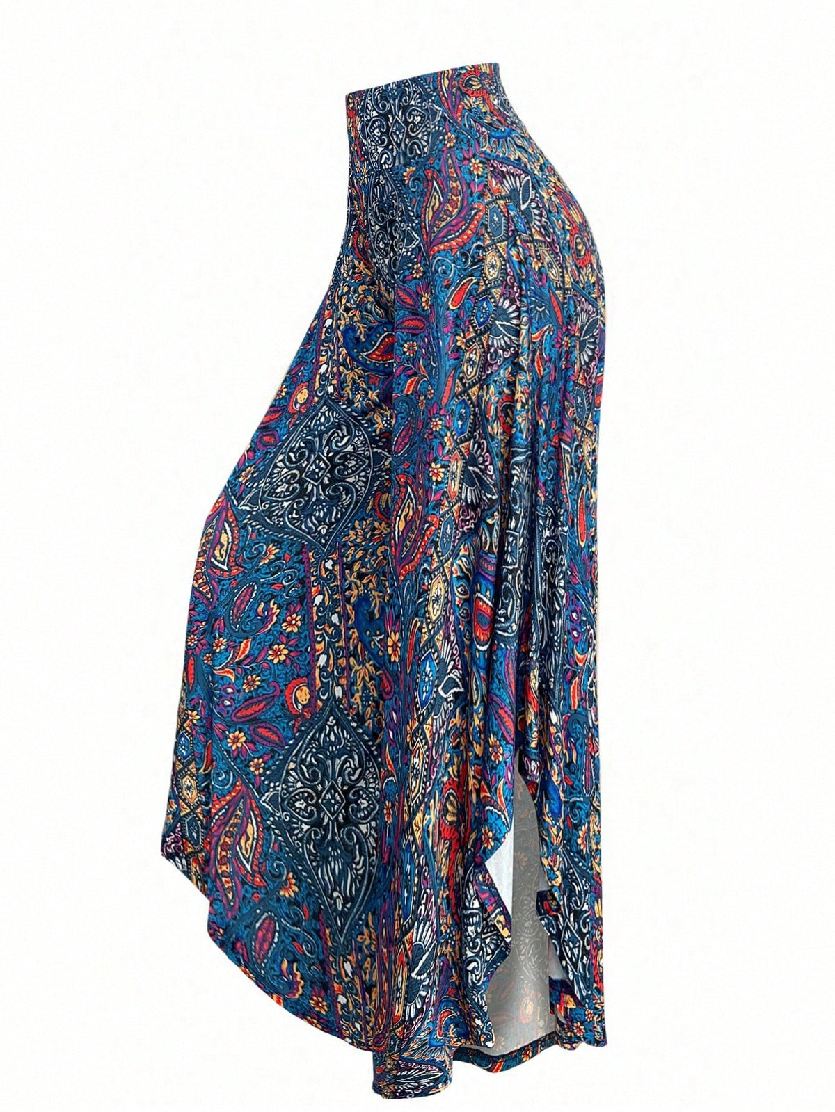 EMERY ROSE Women's Casual Paisley Print Asymmetric Hem Wide Leg Pants, For Resort Wear Fall Cloth For Women