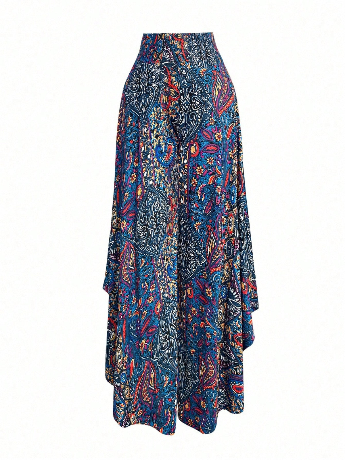 EMERY ROSE Women's Casual Paisley Print Asymmetric Hem Wide Leg Pants, For Resort Wear Fall Cloth For Women