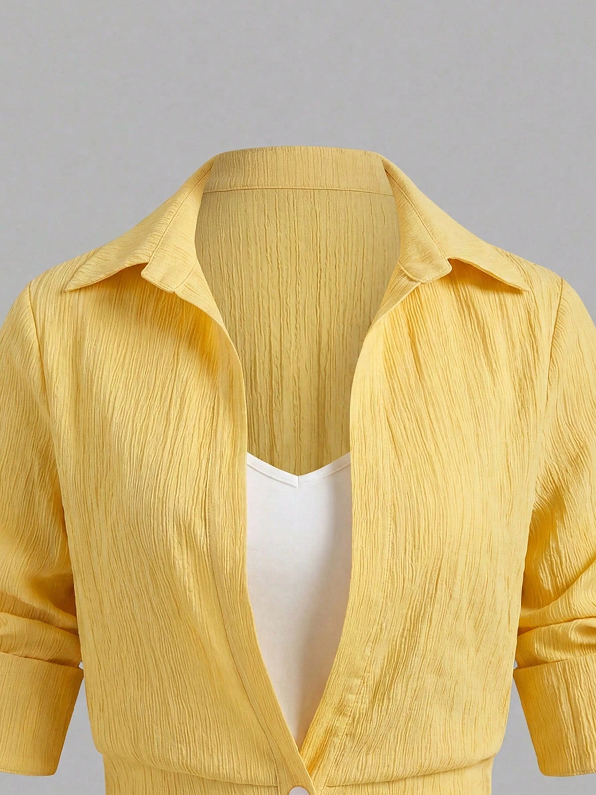 EMERY ROSE Women's Colorblock Dropped Shoulder Long Sleeve Button-Down Casual French Shirt Vacation Yellow Autumn