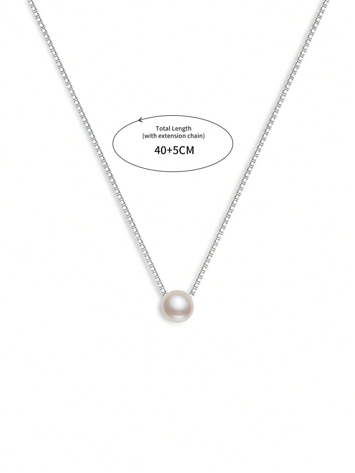 ESBERRY 1pc 6mm-10mm Minimalist S925 Sterling Silver Single Pearl Necklace, Jewelry For Women, Wedding Bride Accessories