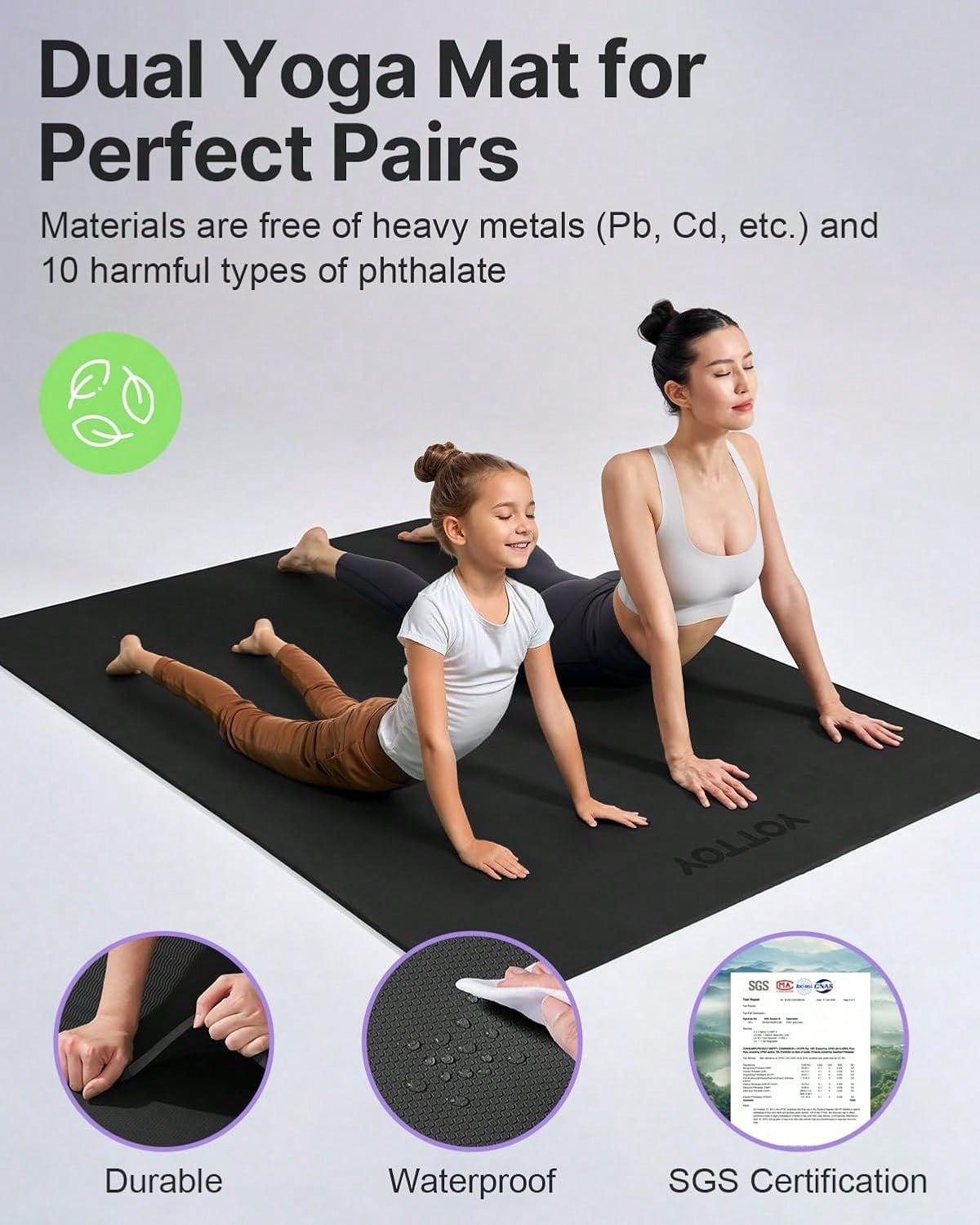 Extra Large Non Slip Tpe Yoga Mat 75x52 Inch Thick Exercise Mat For Pilates Fitness Home Gym With Carrying Strap And Towel