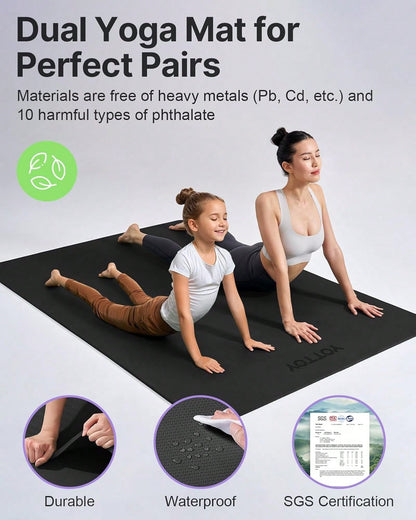 Extra Large Non Slip Tpe Yoga Mat 75x52 Inch Thick Exercise Mat For Pilates Fitness Home Gym With Carrying Strap And Towel