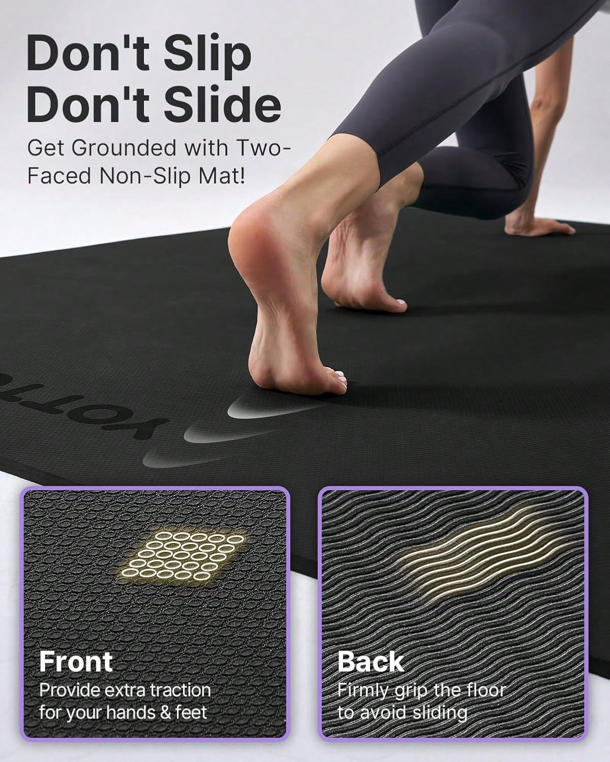 Extra Large Non Slip Tpe Yoga Mat 75x52 Inch Thick Exercise Mat For Pilates Fitness Home Gym With Carrying Strap And Towel