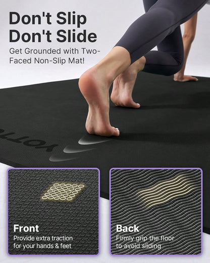Extra Large Non Slip Tpe Yoga Mat 75x52 Inch Thick Exercise Mat For Pilates Fitness Home Gym With Carrying Strap And Towel