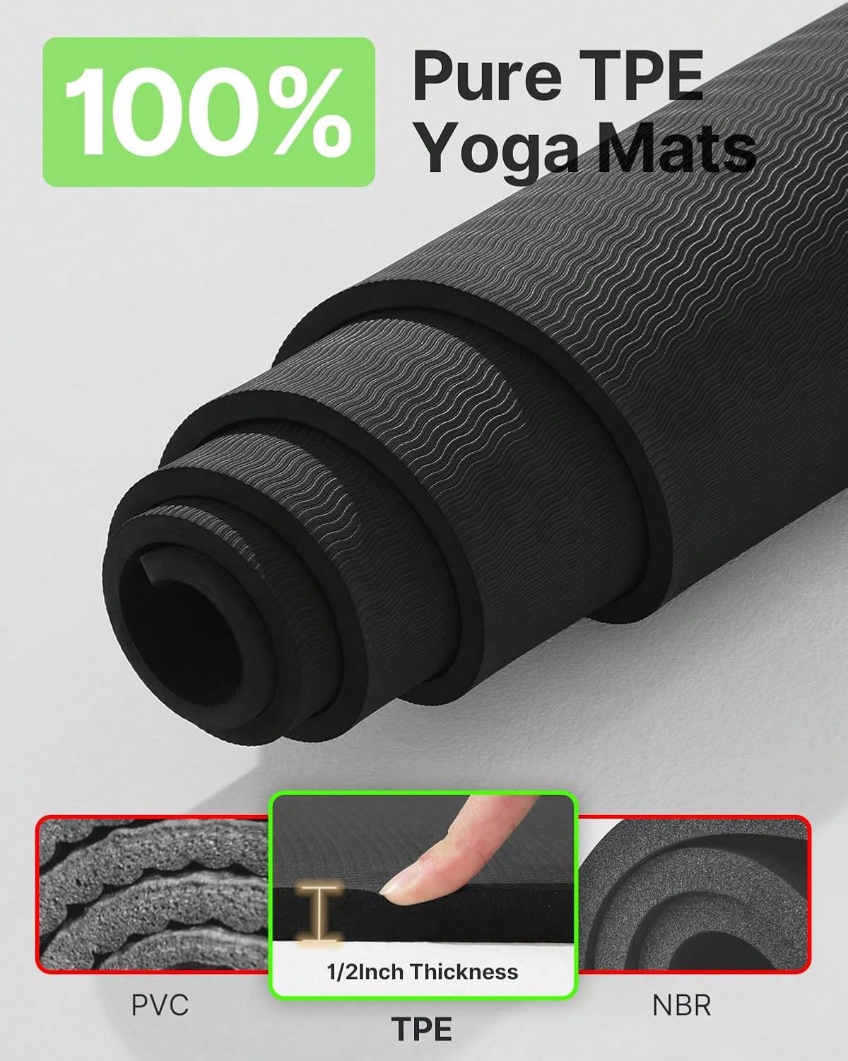Extra Large Non Slip Tpe Yoga Mat 75x52 Inch Thick Exercise Mat For Pilates Fitness Home Gym With Carrying Strap And Towel