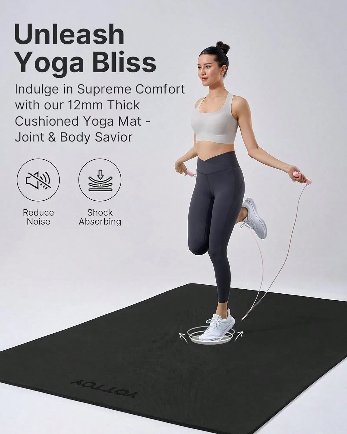 Extra Large Non Slip Tpe Yoga Mat 75x52 Inch Thick Exercise Mat For Pilates Fitness Home Gym With Carrying Strap And Towel