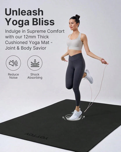 Extra Large Non Slip Tpe Yoga Mat 75x52 Inch Thick Exercise Mat For Pilates Fitness Home Gym With Carrying Strap And Towel