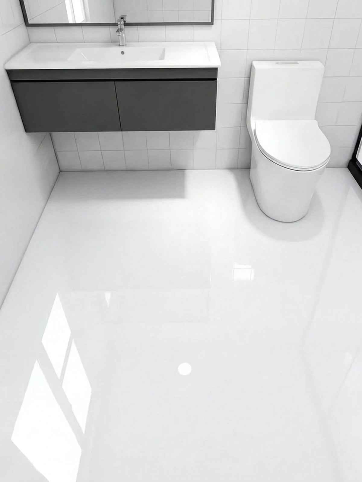 Extra Thick Glossy White Flooring And Wall Sticker- Removable And Peelable Vinyl Flooring, Wear-Resistant, Waterproof, Stain-Resistant, Easy To Clean And Maintain, Suitable For Bathroom, Kitchen, Liv