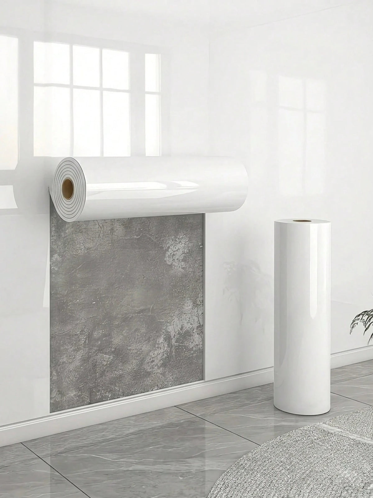 Extra Thick Glossy White Flooring And Wall Sticker- Removable And Peelable Vinyl Flooring, Wear-Resistant, Waterproof, Stain-Resistant, Easy To Clean And Maintain, Suitable For Bathroom, Kitchen, Liv