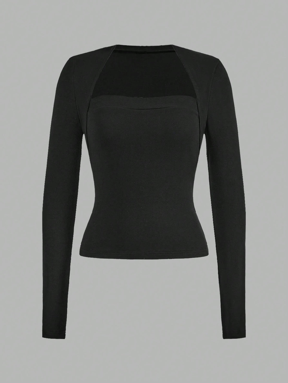 EZwear 2pcs Set Casual Minimalist Long Sleeve Plus Size T-Shirts, Black & Gray, Autumn/Winter Fall