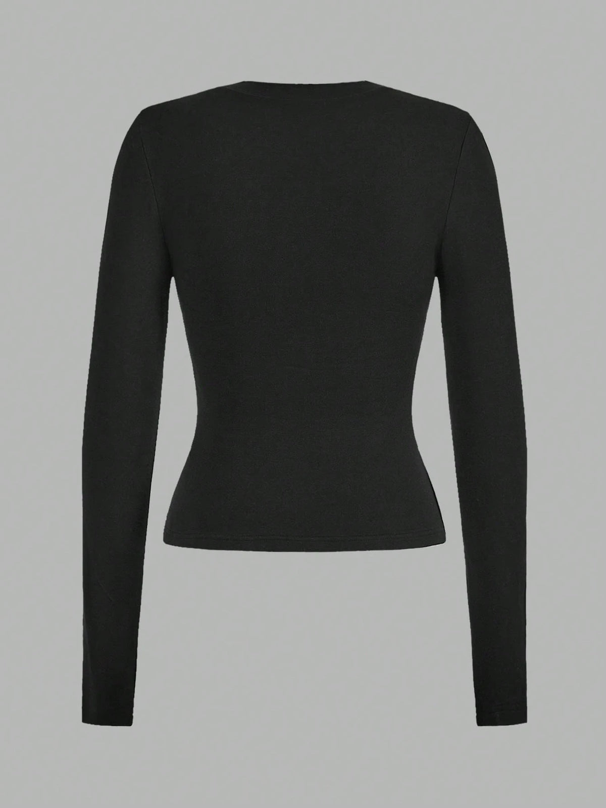 EZwear 2pcs Set Casual Minimalist Long Sleeve Plus Size T-Shirts, Black & Gray, Autumn/Winter Fall
