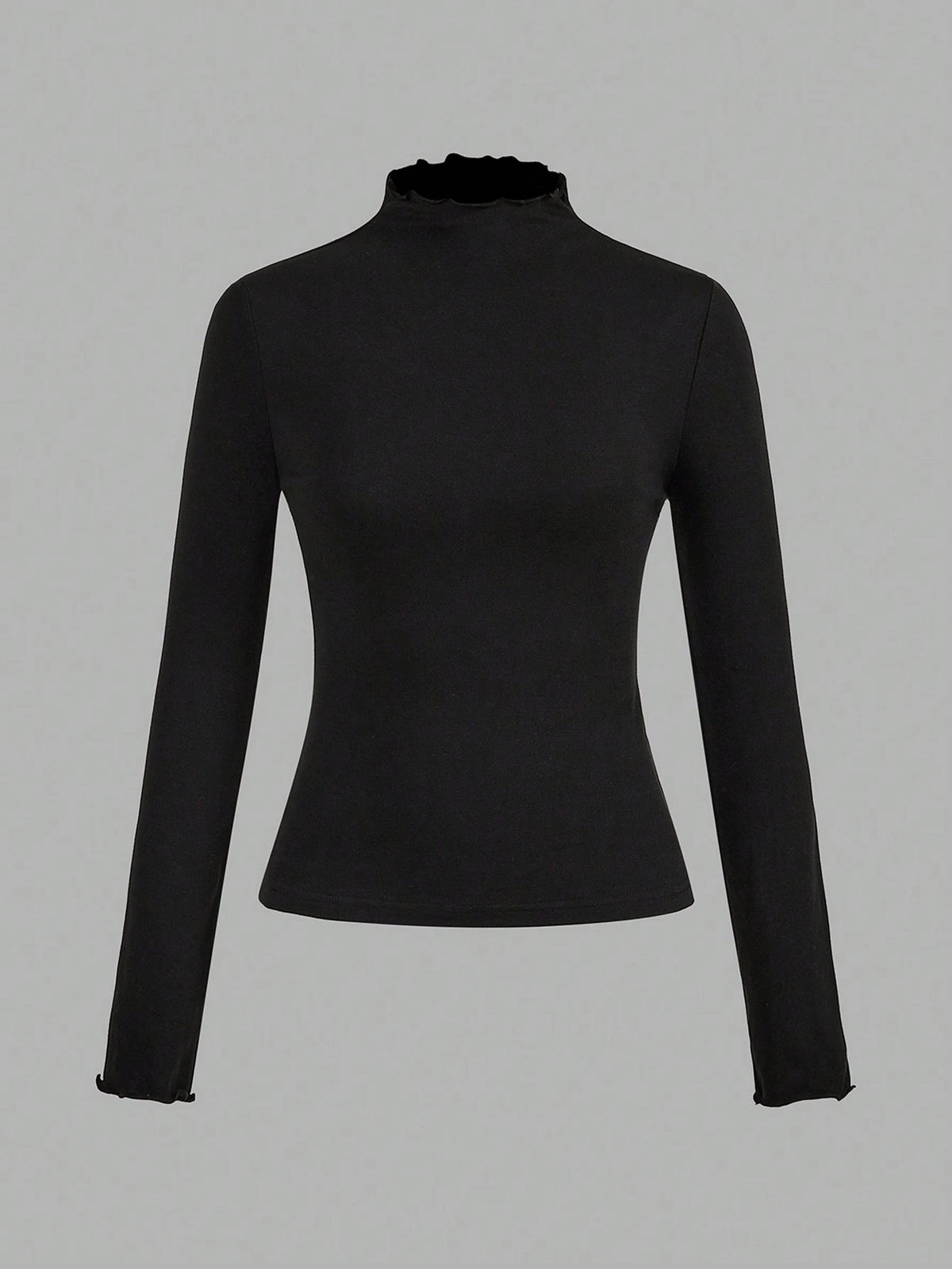 EZwear 2pcs/Set Casual Stand Collar Tight Solid Black & White Long Sleeve Base Layer T-Shirts, Versatile For Autumn/Winter