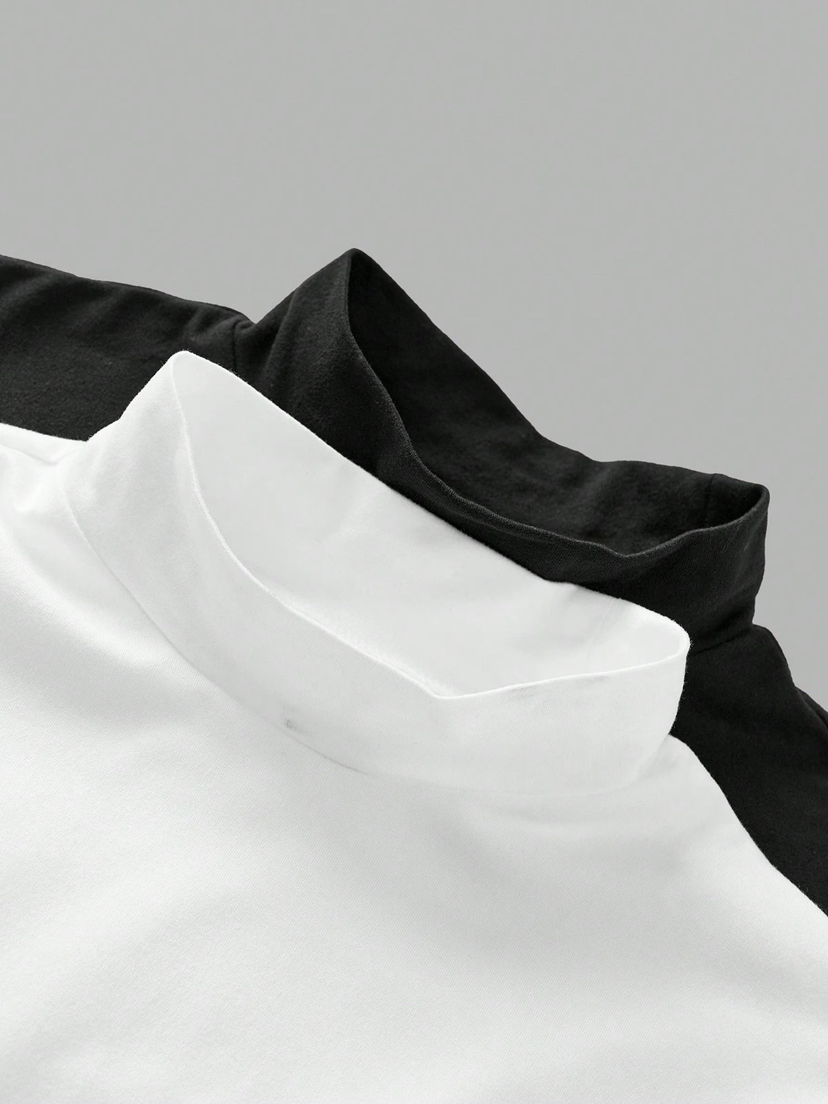 EZwear 2pcs/Set Women's Turtleneck Form-Fitting Long Half Sleeve Base Layer T-Shirt Set Suitable For Autumn Transition Going Out Holiday Black White Basic