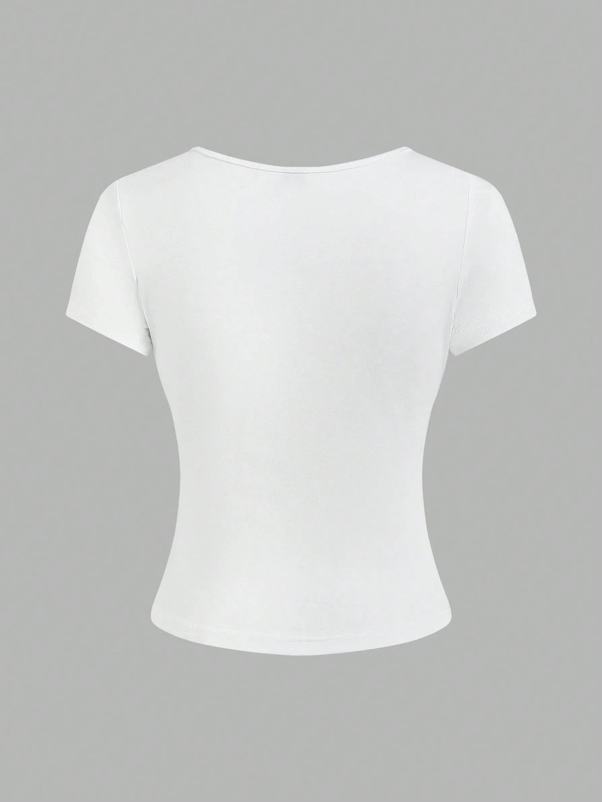 EZwear 3pcs/Set Women's Solid Color Notch Neck Ruched T-Shirts, Minimalist & Fashionable For Summer