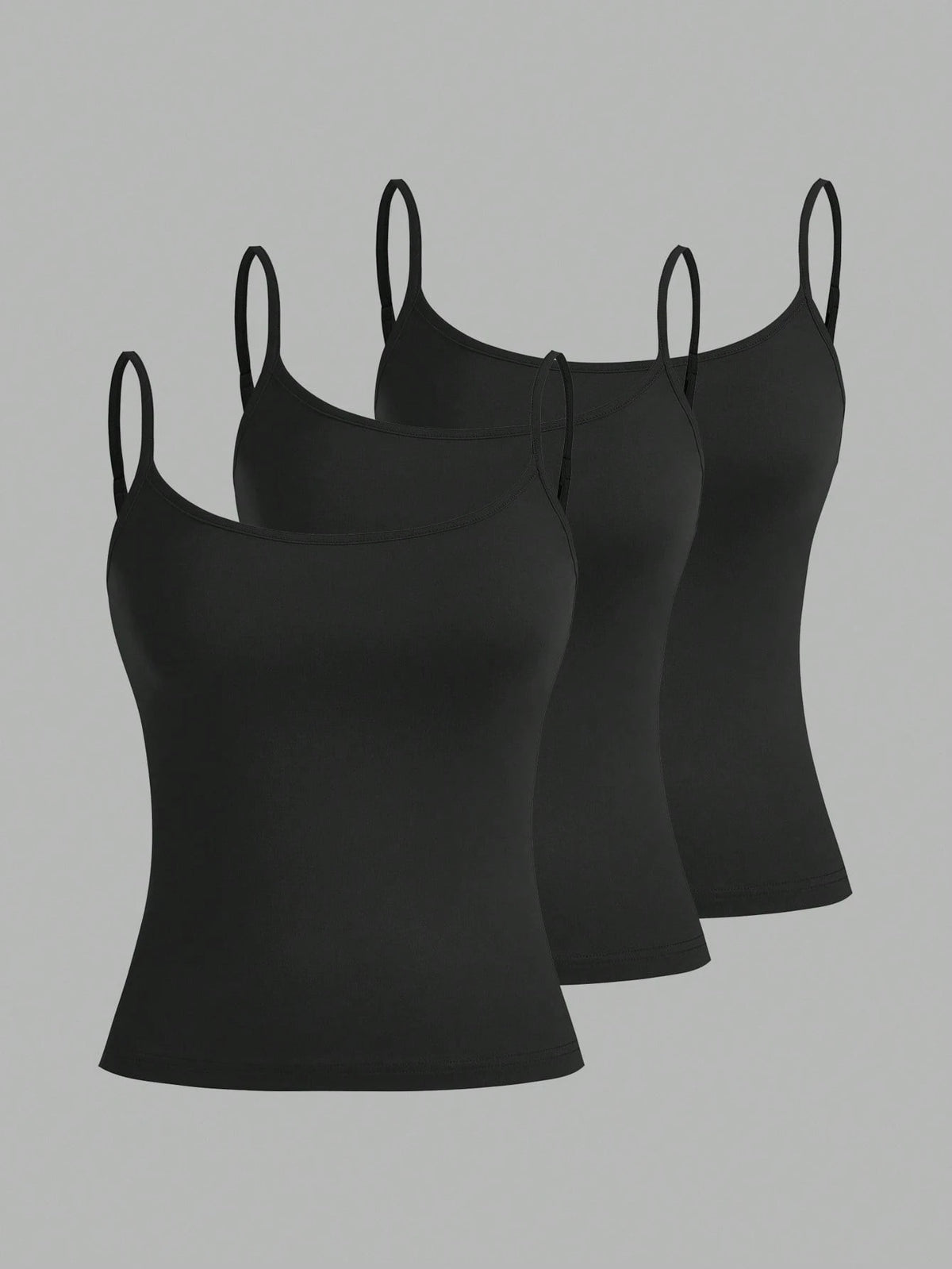 EZwear 3pcs Women's Camisole Cropped Tank Top, Fitted And Sexy, Suitable For Summer 3 Packs Black Tank Tops Back To School