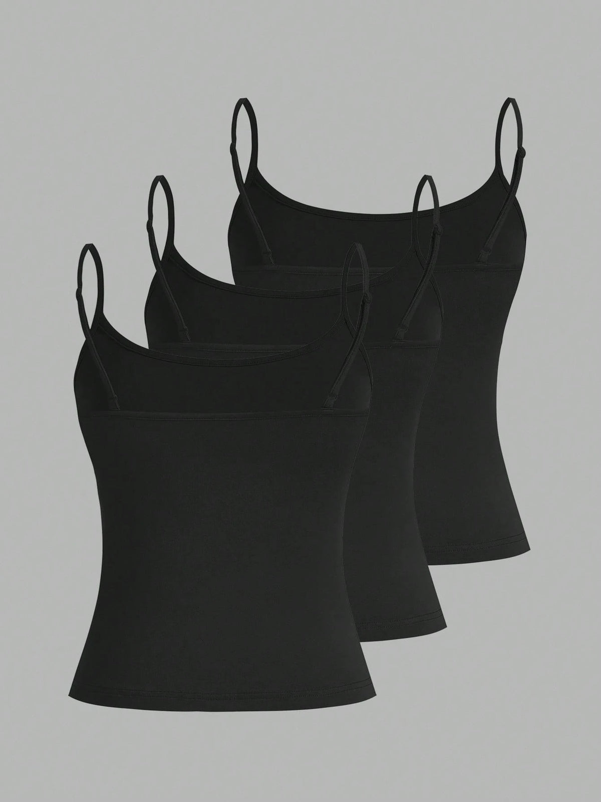 EZwear 3pcs Women's Camisole Cropped Tank Top, Fitted And Sexy, Suitable For Summer 3 Packs Black Tank Tops Back To School