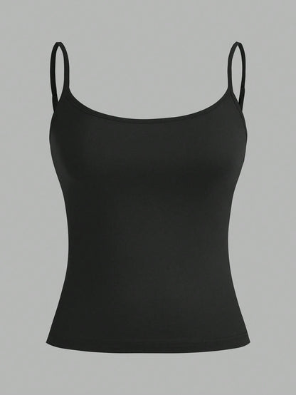 EZwear 3pcs Women's Camisole Cropped Tank Top, Fitted And Sexy, Suitable For Summer 3 Packs Black Tank Tops Back To School