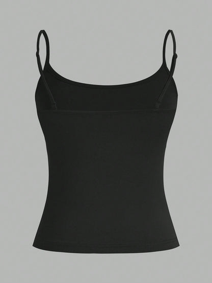 EZwear 3pcs Women's Camisole Cropped Tank Top, Fitted And Sexy, Suitable For Summer 3 Packs Black Tank Tops Back To School