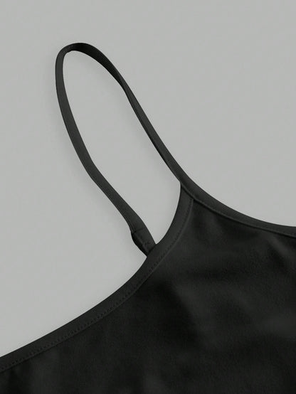 EZwear 3pcs Women's Camisole Cropped Tank Top, Fitted And Sexy, Suitable For Summer 3 Packs Black Tank Tops Back To School