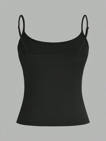 EZwear 3pcs Women's Camisole Cropped Tank Top, Fitted And Sexy, Suitable For Summer 3 Packs Black Tank Tops Back To School