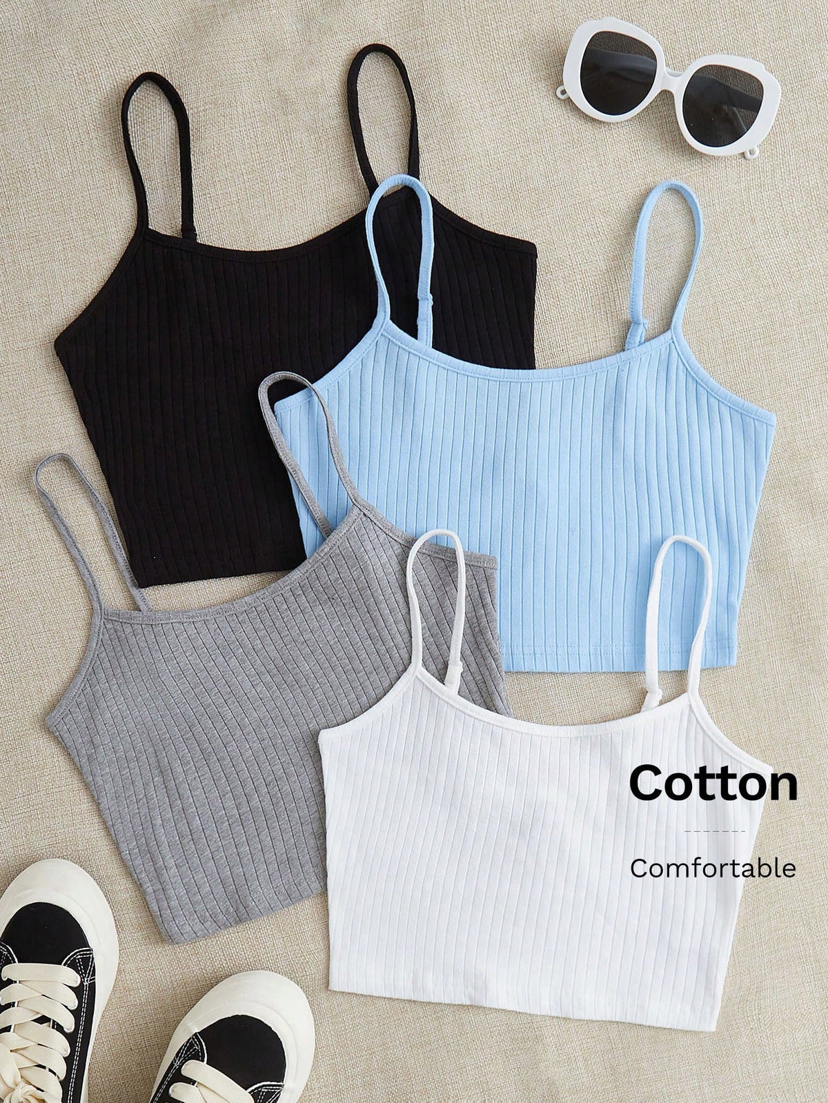 EZwear 4 Pack Rib-knit Cami Top