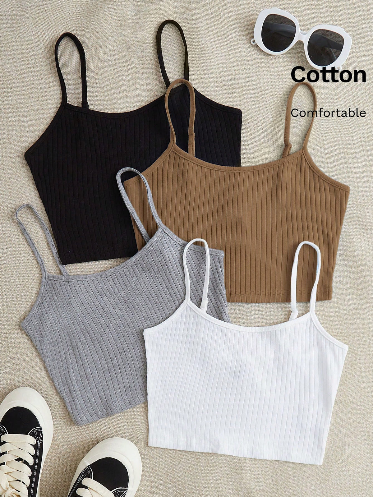EZwear 4 Pack Rib-knit Cami Top