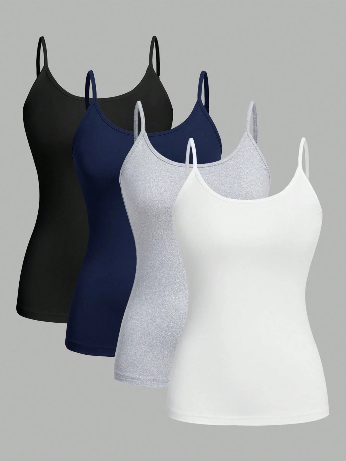 EZwear 4pcs Pack Casual Minimalist Camisole Tight Fitting Cami Top For Women, Suitable For Summer Back To School