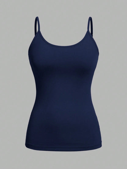 EZwear 4pcs Pack Casual Minimalist Camisole Tight Fitting Cami Top For Women, Suitable For Summer Back To School