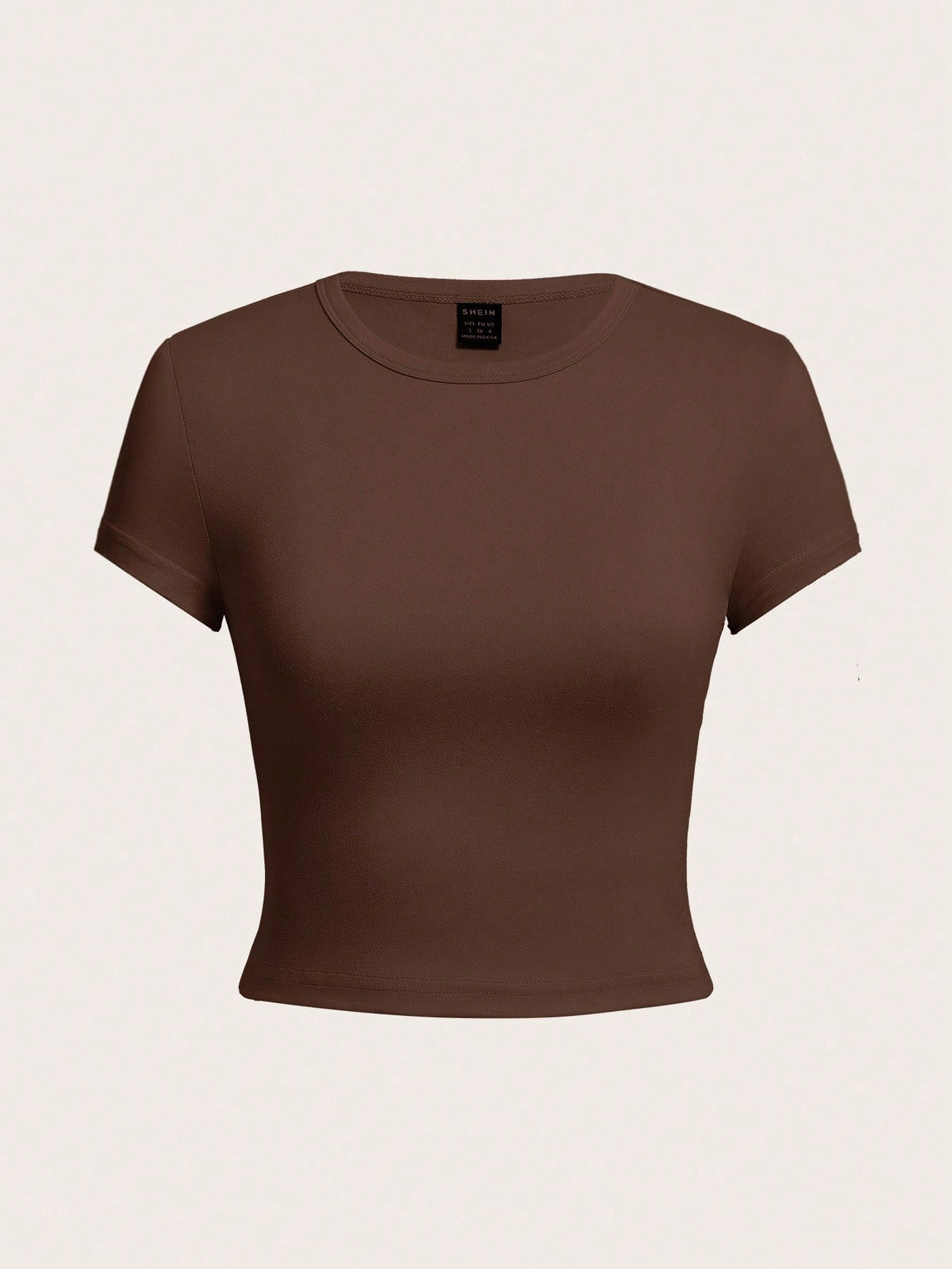 EZwear 4pcs/Set Solid Color Cropped Round Neck Short Sleeve Fitted Women T-Shirt, Suitable For Summer