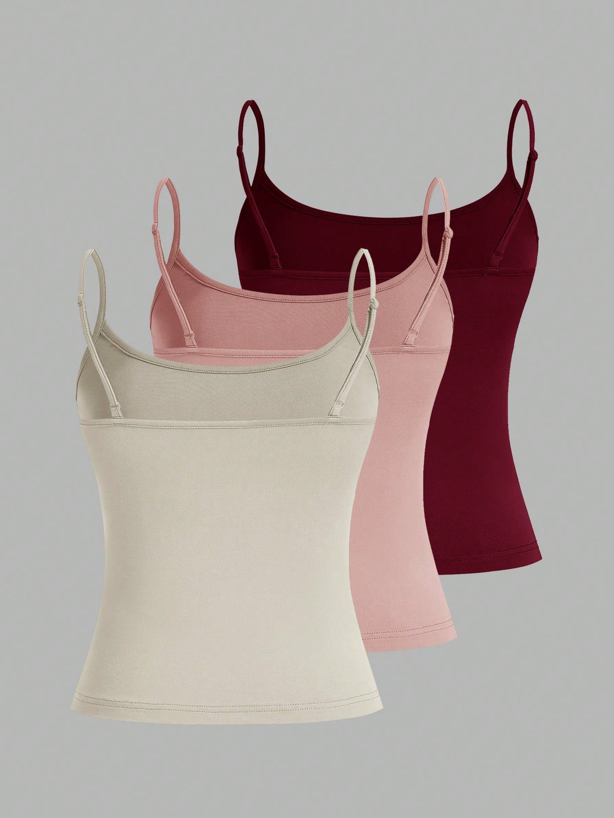 EZwear 4pcs Solid Color Backless Cami Top Back To School