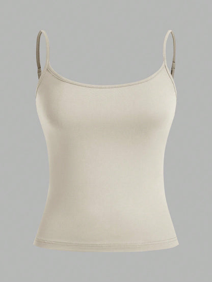 EZwear 4pcs Solid Color Backless Cami Top Back To School