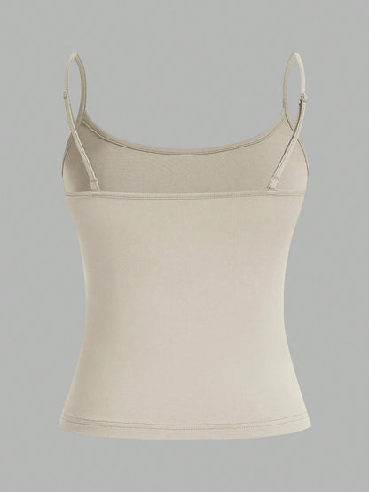EZwear 4pcs Solid Color Backless Cami Top Back To School