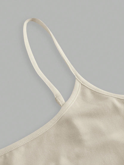 EZwear 4pcs Solid Color Backless Cami Top Back To School