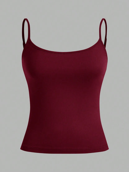 EZwear 4pcs Solid Color Backless Cami Top Back To School
