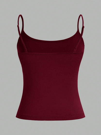 EZwear 4pcs Solid Color Backless Cami Top Back To School