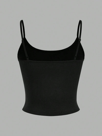 EZwear 4pcs Women's Black, White, Grey Cropped Tight Fit Casual Camisole Tank Tops, Suitable For Summer Back To School