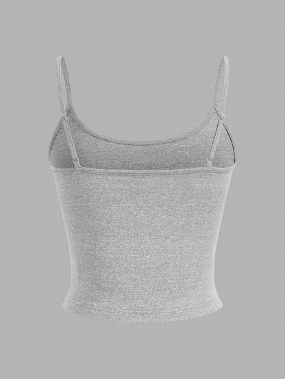 EZwear 4pcs Women's Black, White, Grey Cropped Tight Fit Casual Camisole Tank Tops, Suitable For Summer Back To School