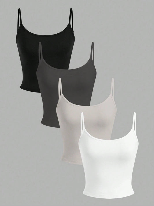 EZwear 4pcs Women's Cropped Casual Camisole Set Spring
