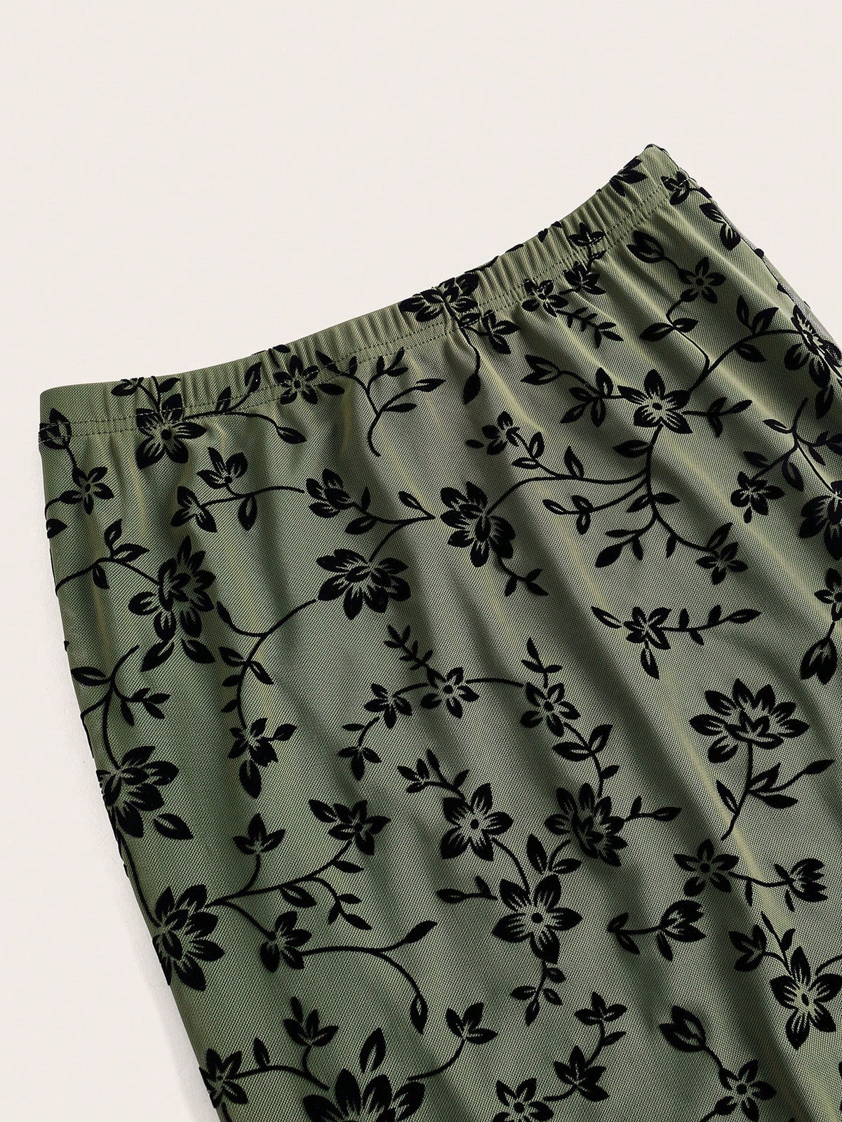 EZwear Floral Print Mermaid Hem Mesh Skirt