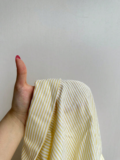 EZwear Pale Yellow Striped Woven Fitted Shirt For Women,Summer Top