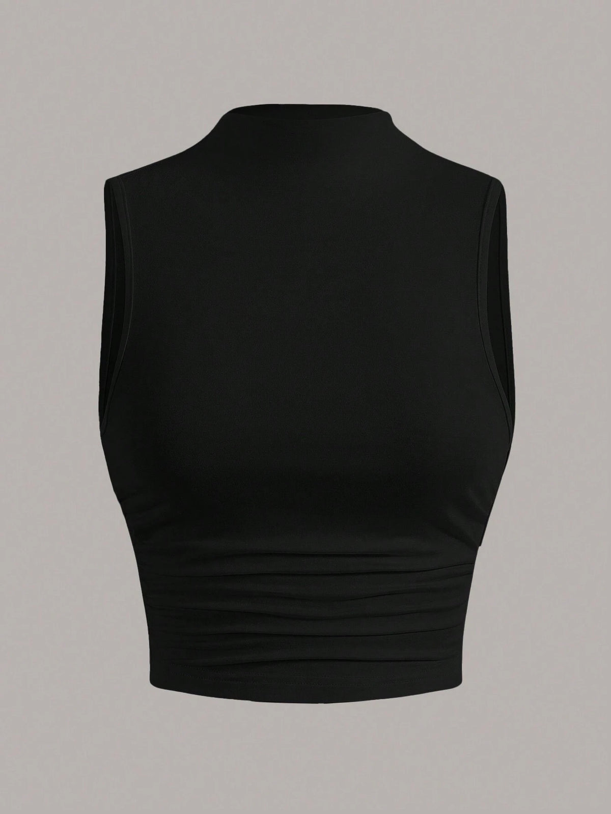 EZwear Summer Going Out Mock Neck Ruched Side White Summer Tank Top