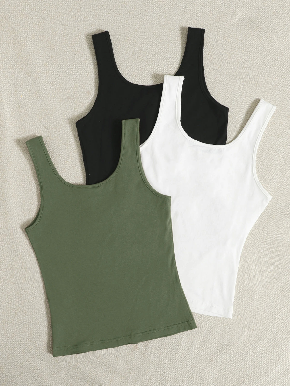 EZwear Summer Outfits 3pcs Solid Tank Top