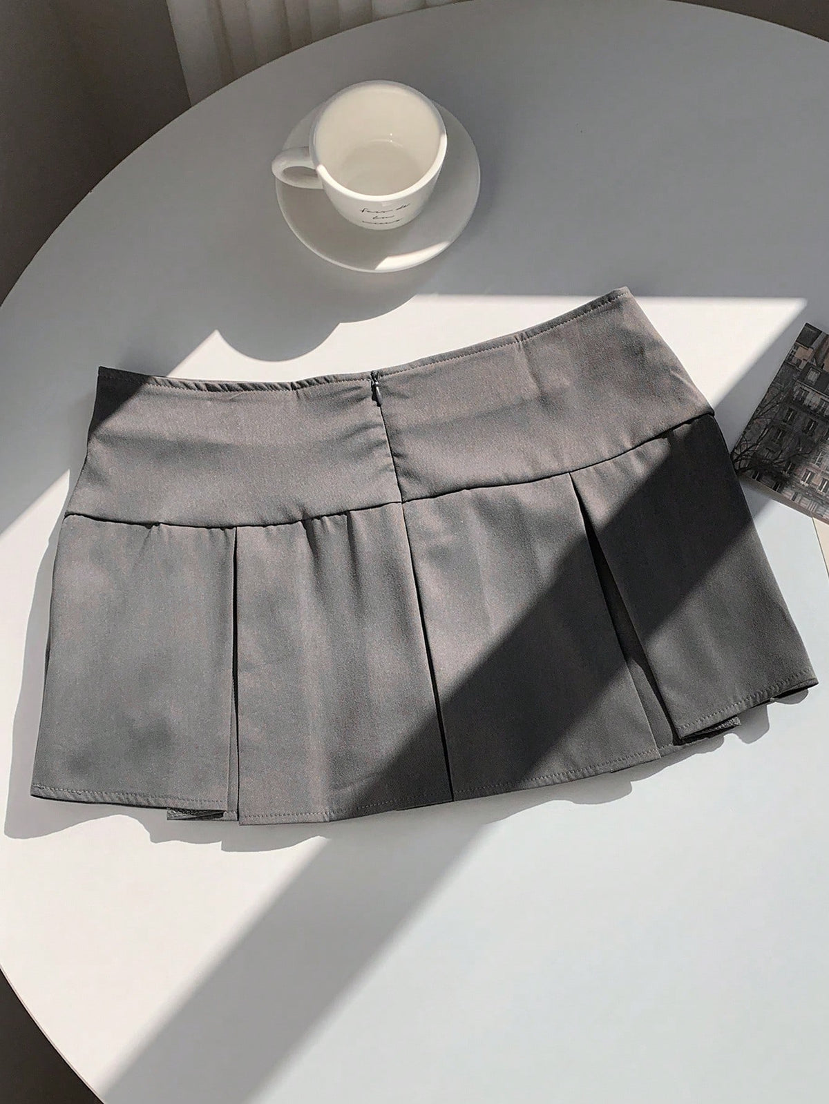 EZwear Summer Wide Waistband Fold Pleated Detail Skirt
