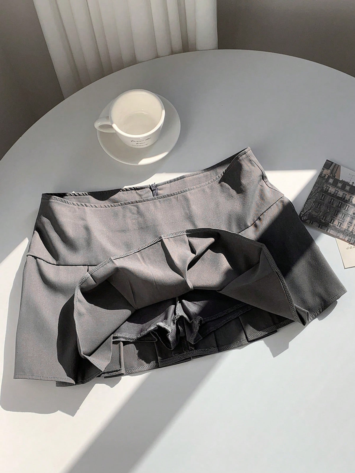 EZwear Summer Wide Waistband Fold Pleated Detail Skirt