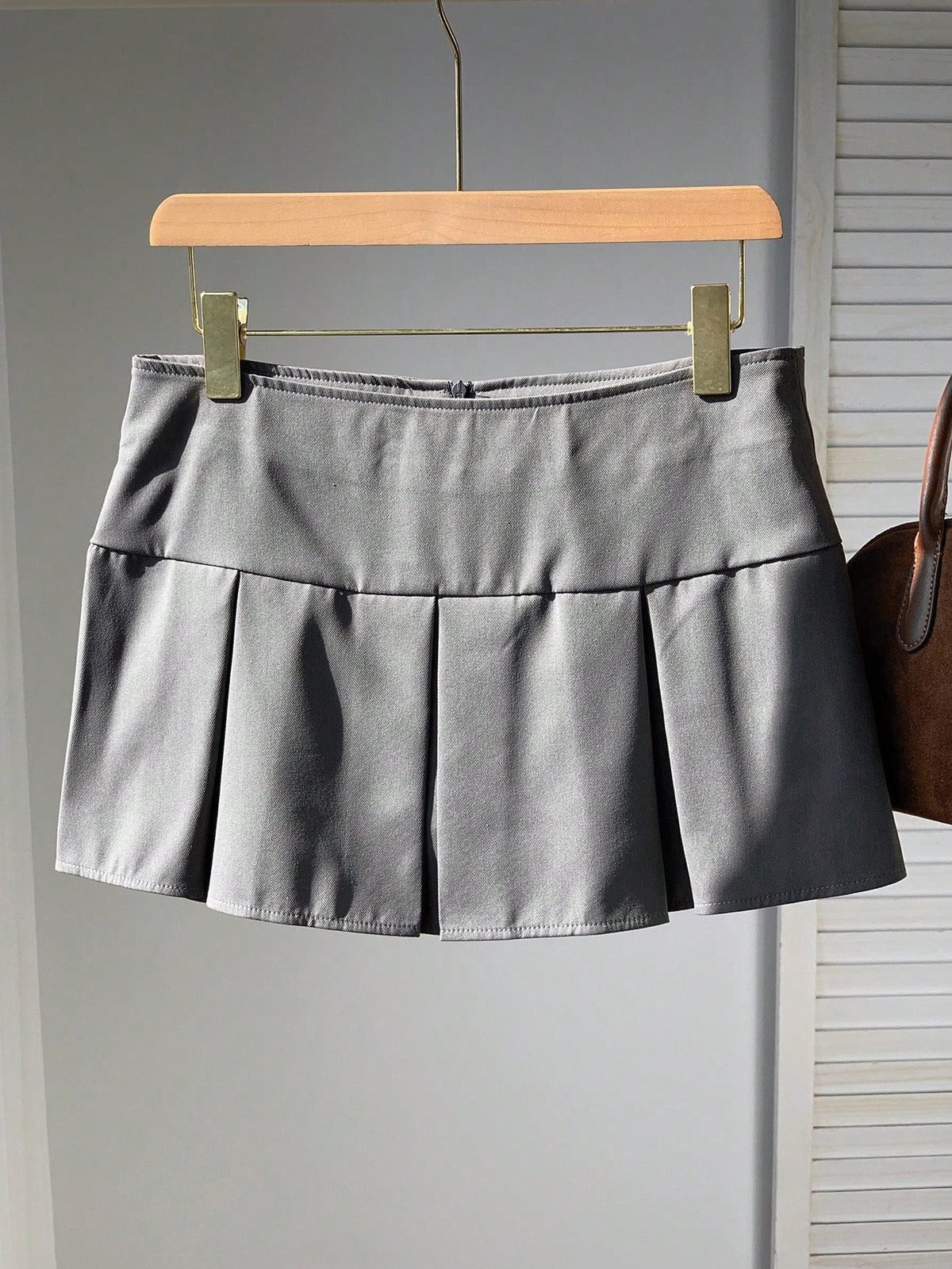 EZwear Summer Wide Waistband Fold Pleated Detail Skirt