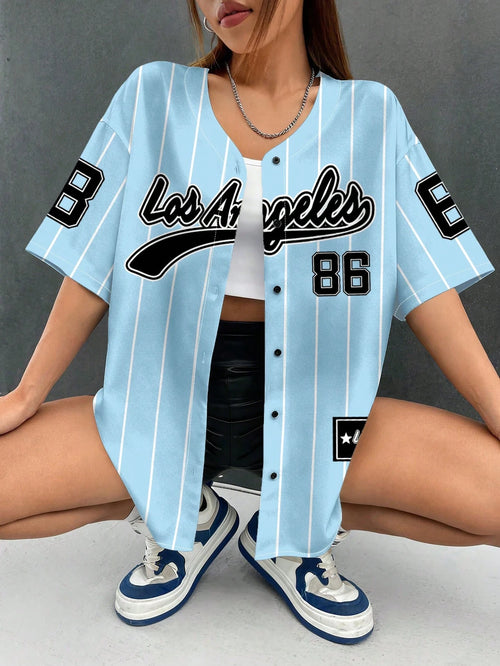 EZwear Women Loose Open Front Short Sleeve Shirt Baseball Jacket, Suitable For Summer,Summer Top